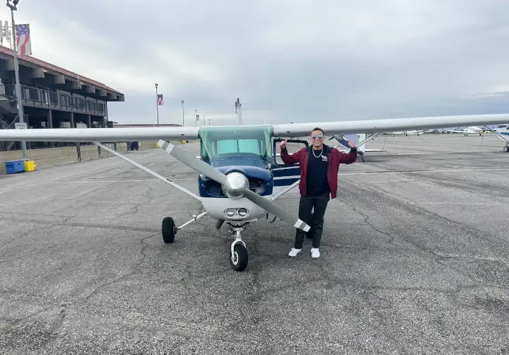 Student pilot completing the Private Pilot checkride at Riverside Municipal Airport